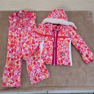 Obermeyer Aspen Colorado Heart Print Snowsuit Set Kids Size 6 Insulated